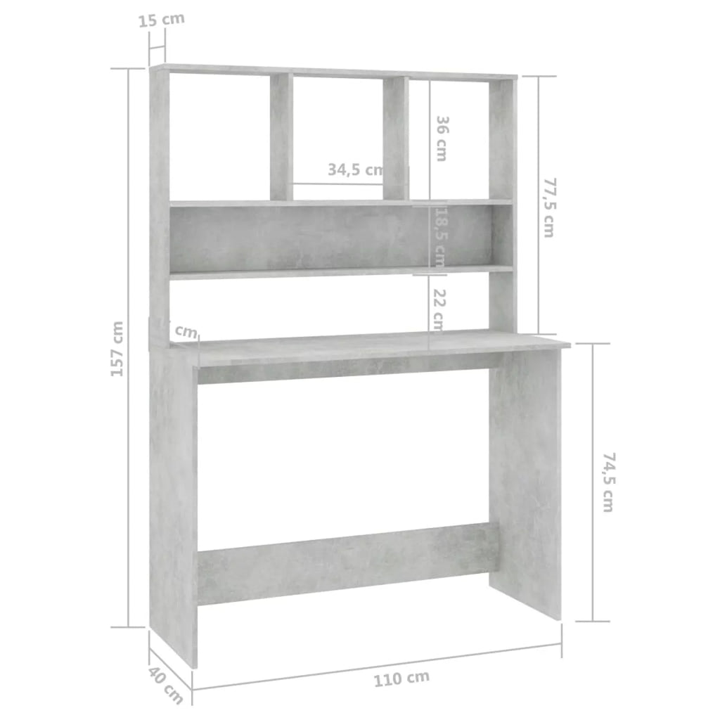 Desk with Shelves Concrete Gray Q54473