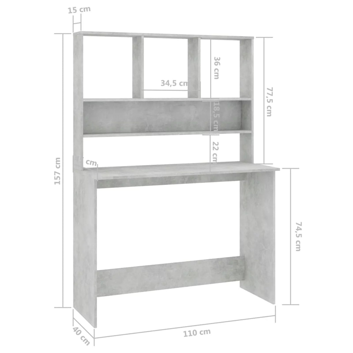 Desk with Shelves Concrete Gray Q54473
