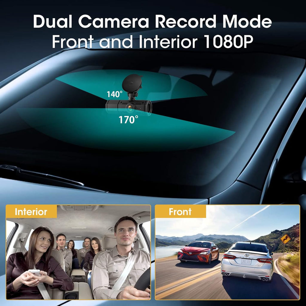 Dual Dash Cam FHD 1080P Dash Camera with IR Night Vision 310° Wide Angle 24H Parking Monitor D731730