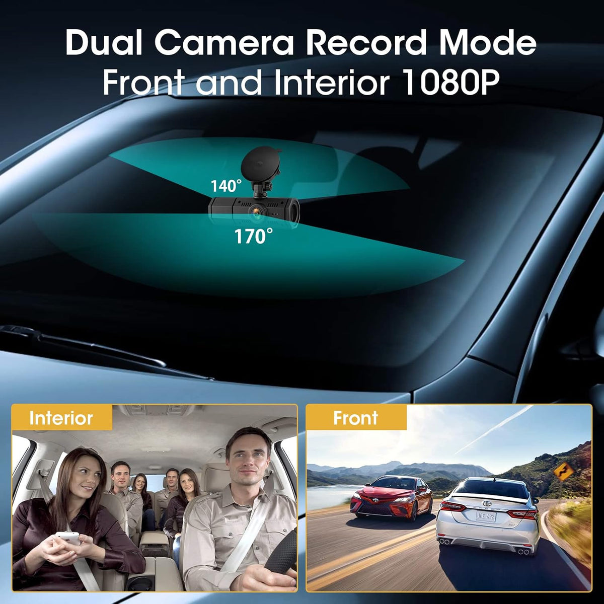 Dual Dash Cam FHD 1080P Dash Camera with IR Night Vision 310° Wide Angle 24H Parking Monitor D731730