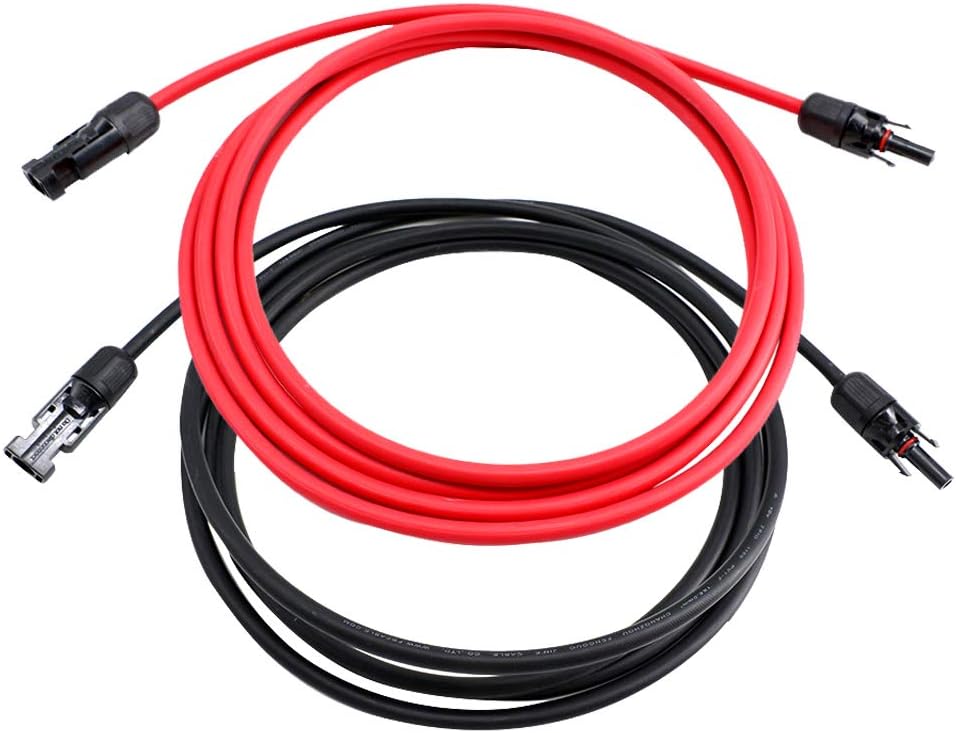 20 Feet 10AWG Solar Extension Cable Wire with Female and Male Connector, 10 Gauge (6mm²) Adaptor Kit Tool (20FT Red + 20FT Black) Z294999