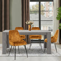 5-Piece Wooden Dining Table Set with 4 Velvet Yellow Chairs A629