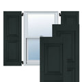 18 in. x 33 in. Exterior Real Wood Raised Panel Shutters Pair Dark Green N2169