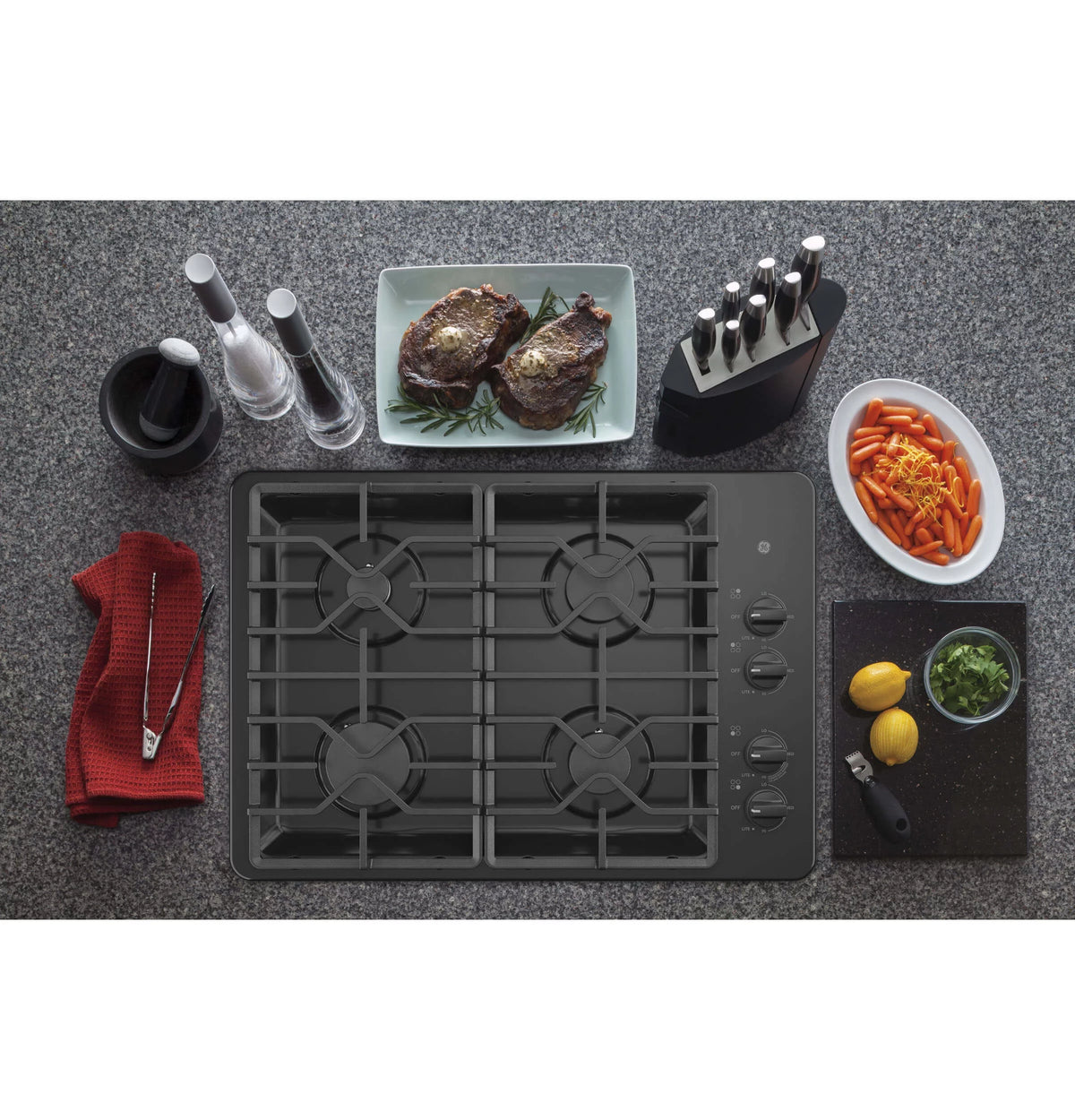 Black 4 Burner Gas Cooktop R277