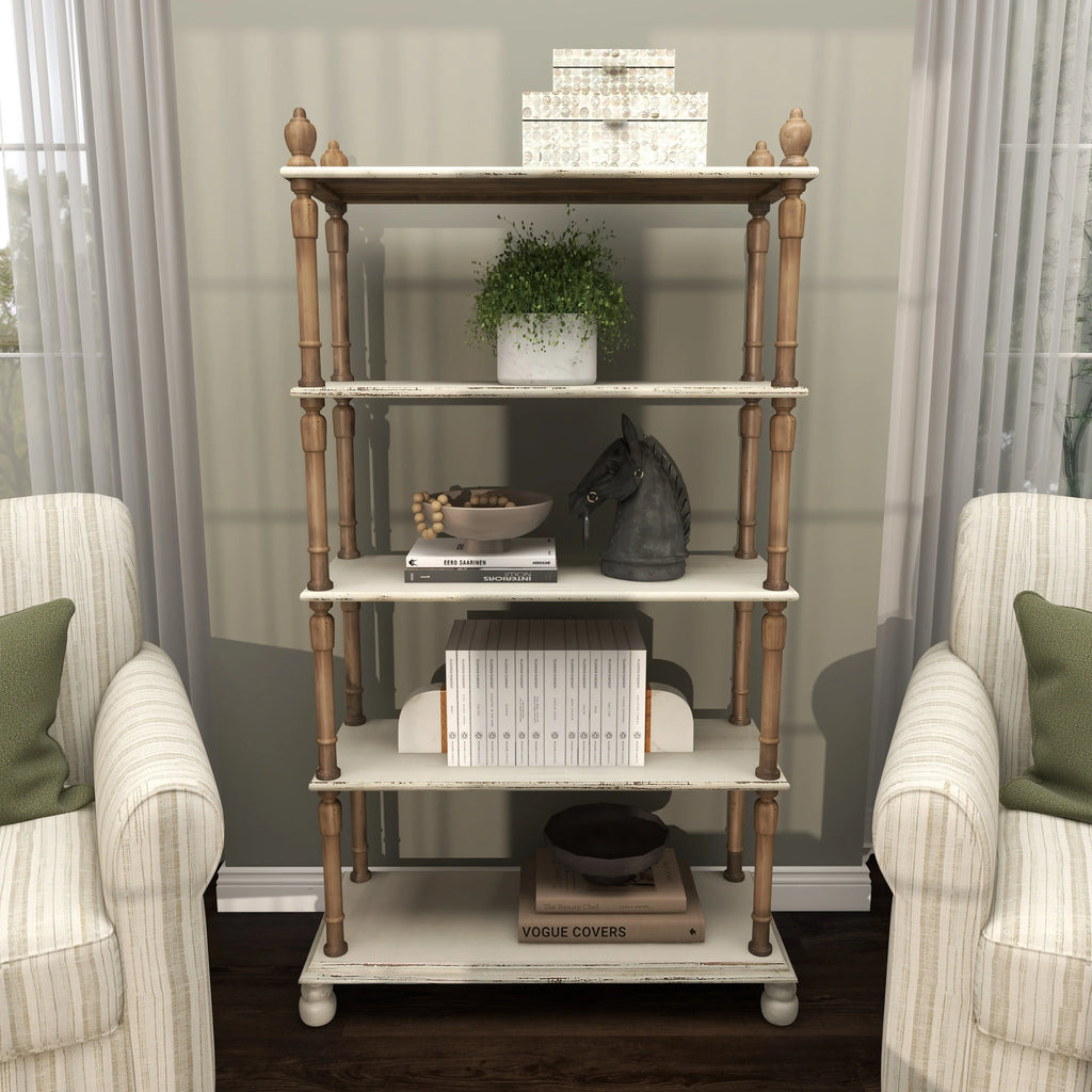 White Wood 5-Tier Shelving Unit F625