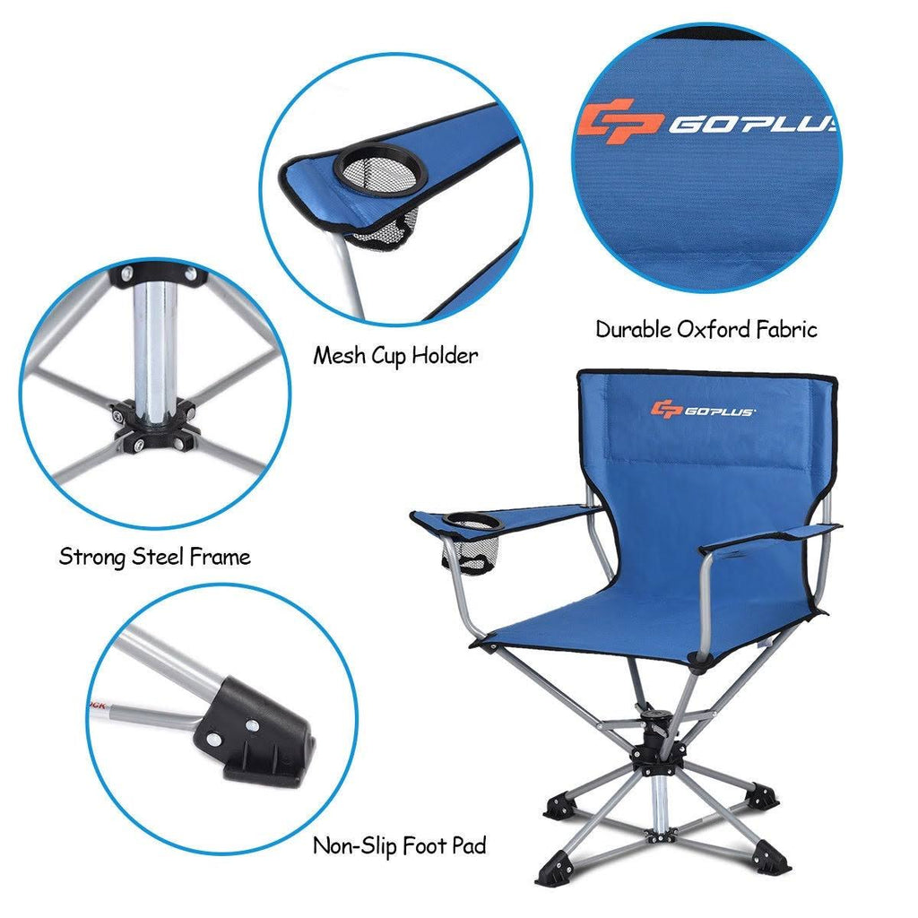 Collapsible Swivel Camping Chair - Blue W777