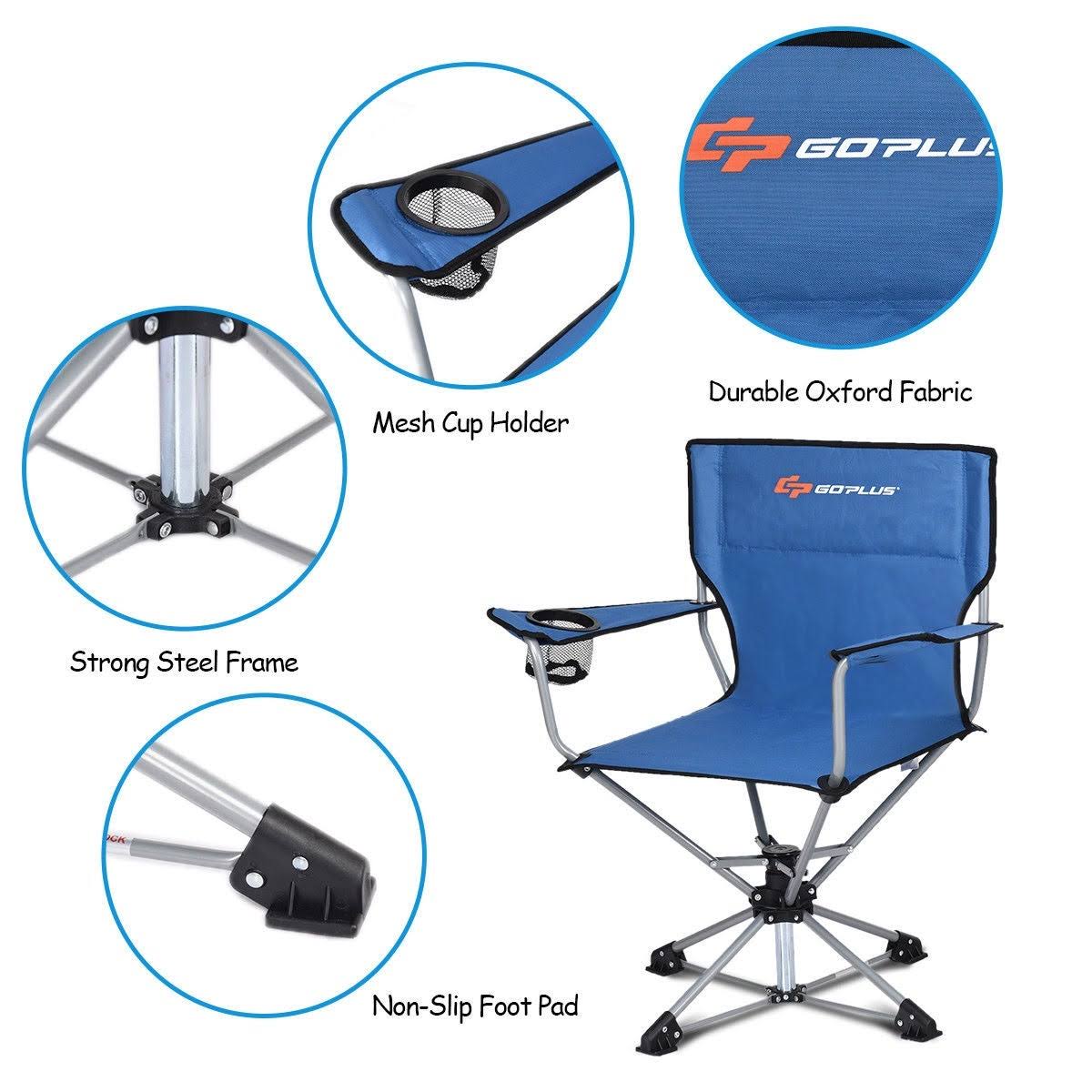Collapsible Swivel Camping Chair - Blue W777