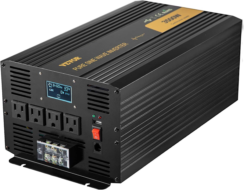 3500 Watt Pure Sine Wave Power Inverter, DC 24V to AC 120V, with USB Port and Remote Controller S876843