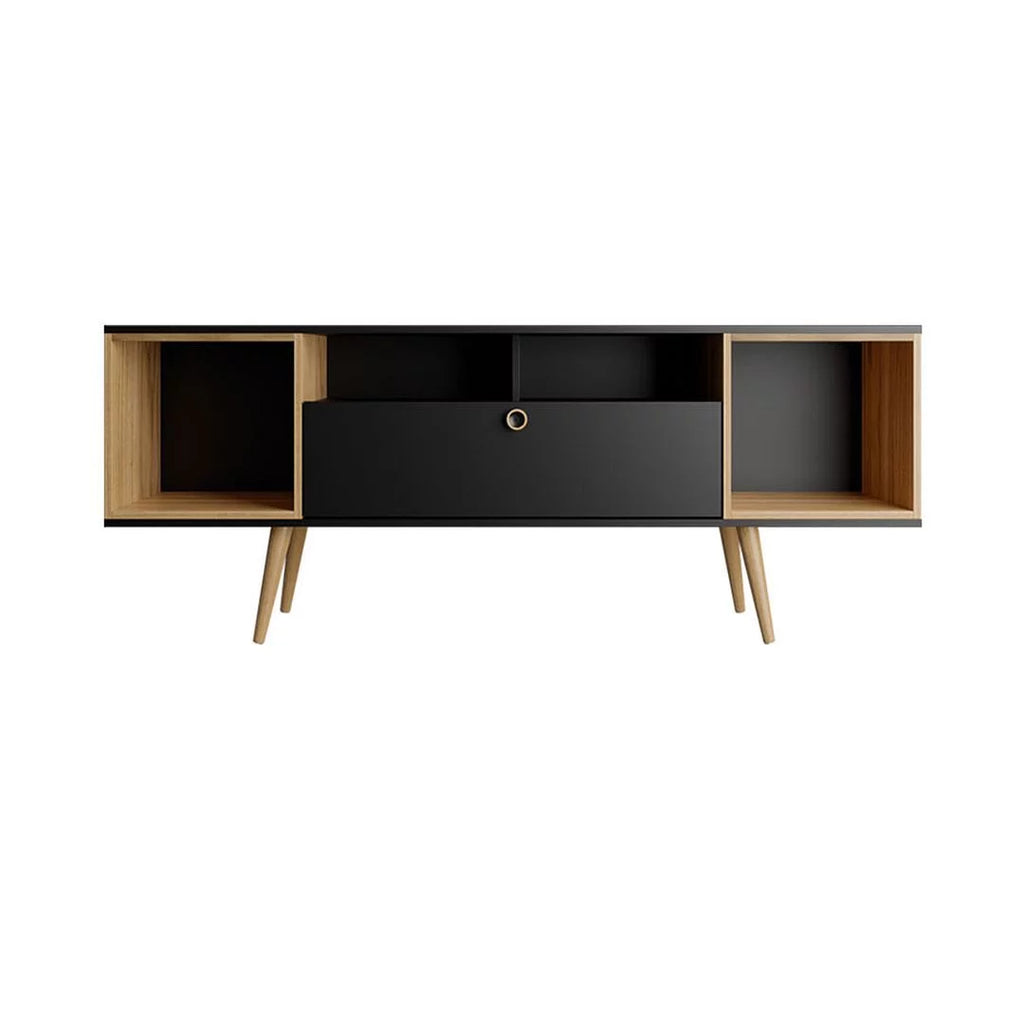 Black 63" TV Stand with 6 Shelves C513