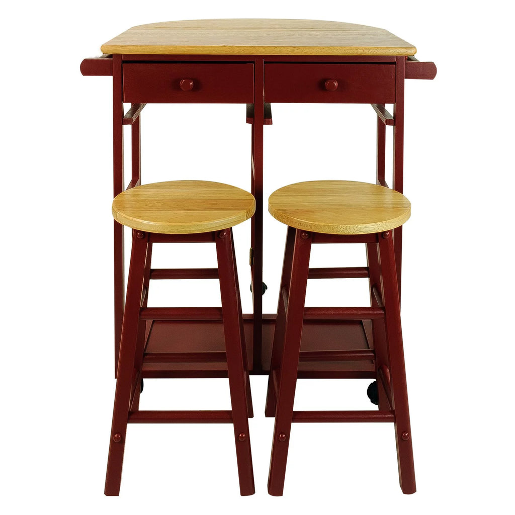White Kitchen Cart with Drop-Leaf Table E2468