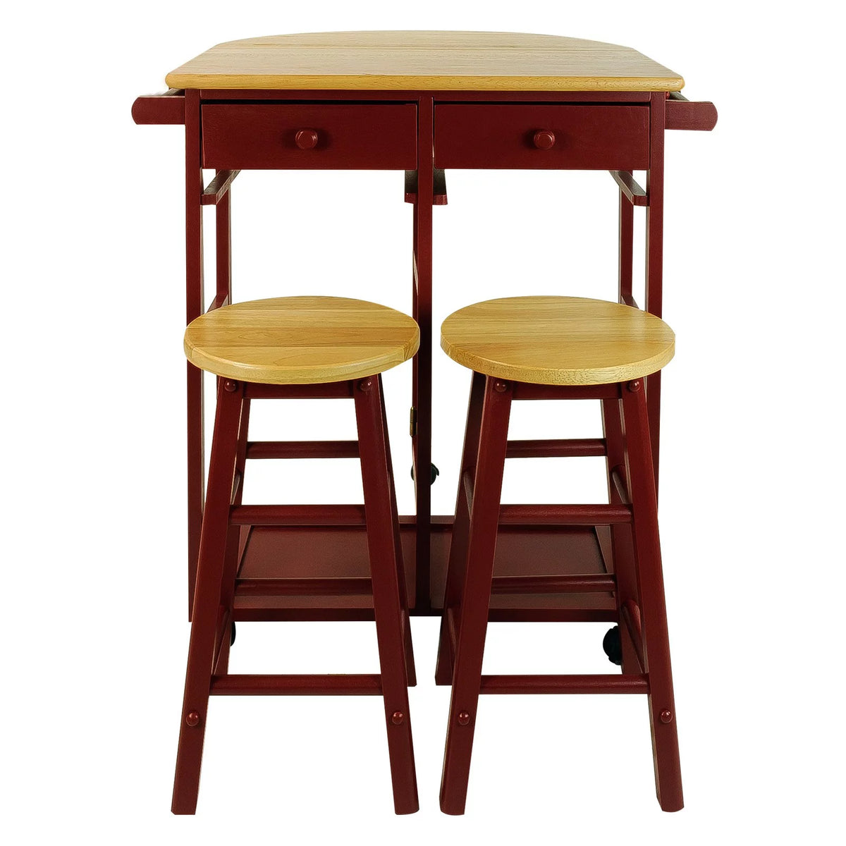 White Kitchen Cart with Drop-Leaf Table E2468