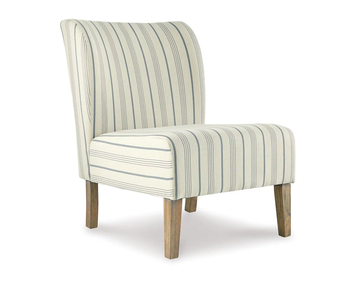 Cream with Blue Pinstripe Armless Accent Chair E477