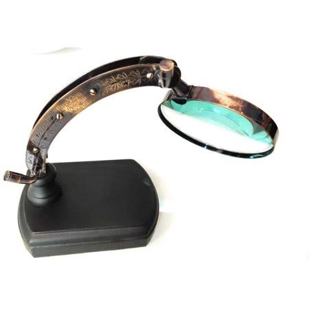 Antique Brass Adjustable Stand 4 inch Magnifying Glass 10x E7728