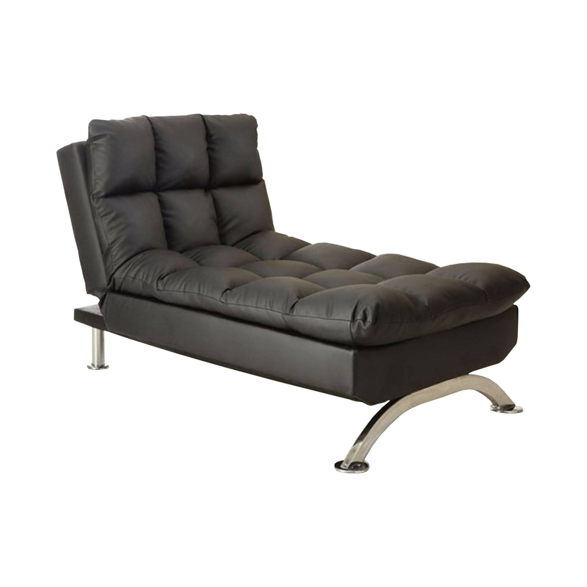 Contemporary Leatherette Chaise Black J5924
