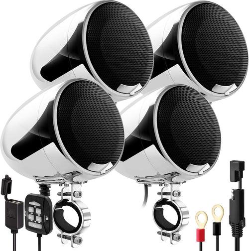 1200W Waterproof Bluetooth Motorcycle Stereo 4 Speakers Audio System E573673