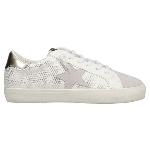 Gold Grey White Snake Lace Up Sneakers N396