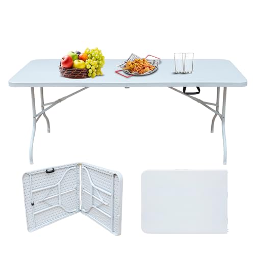 White Black Plastic Folding Table S607535