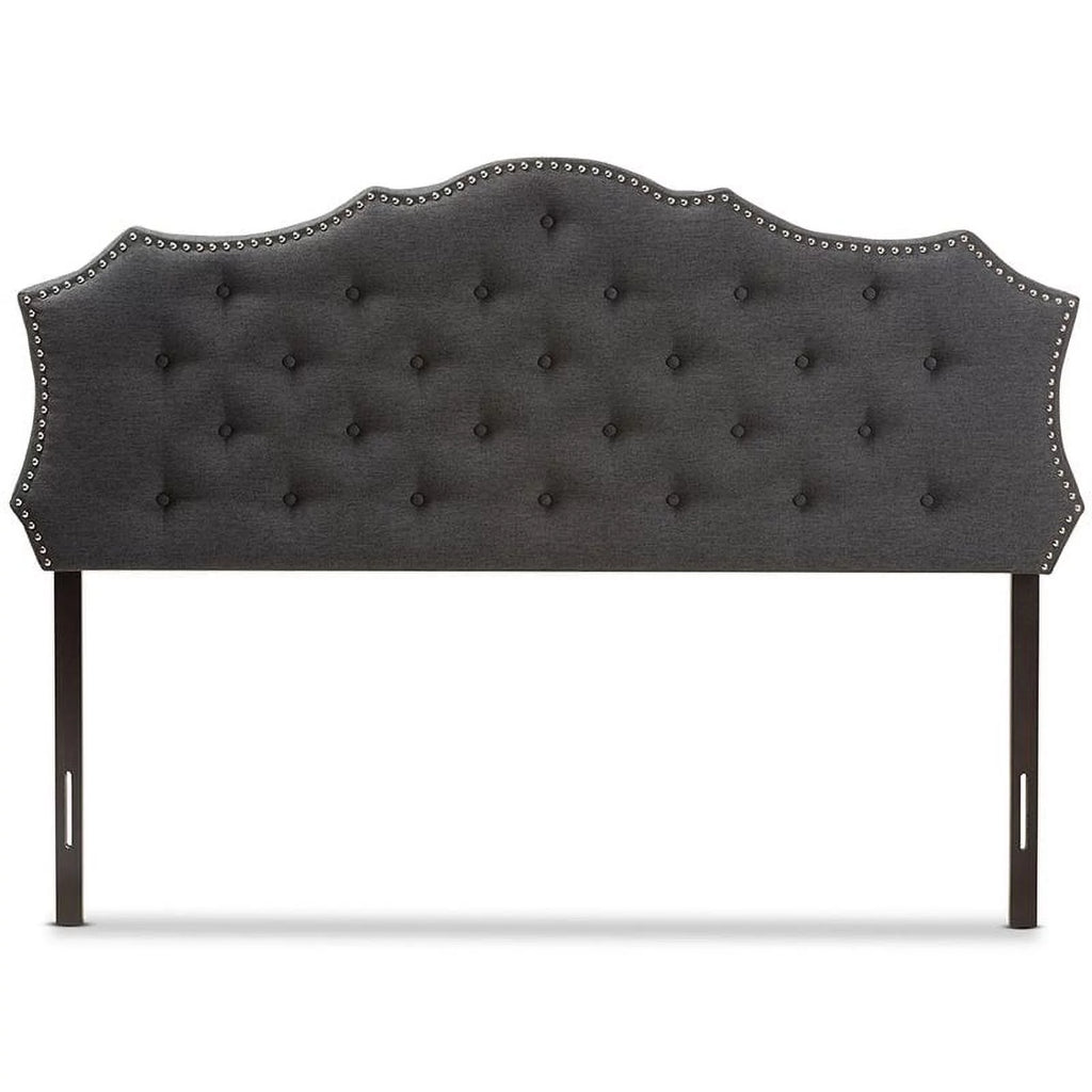Gray Tufted Fabric King Panel Headboard V241