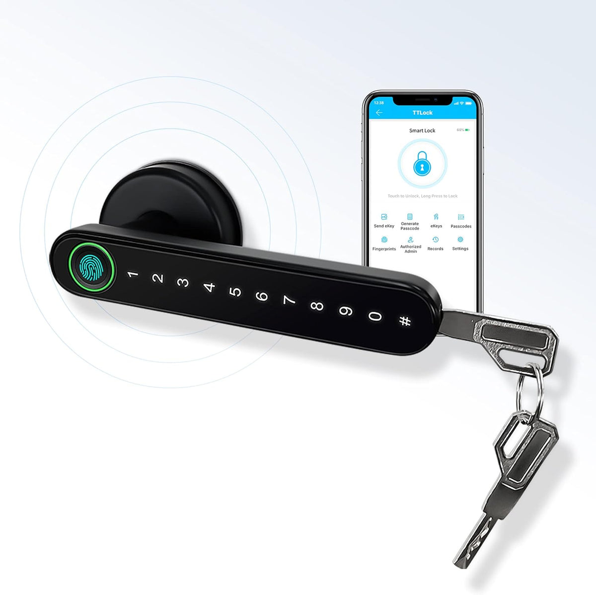 Black Fingerprint Door Lock with Keyless Entry V2839