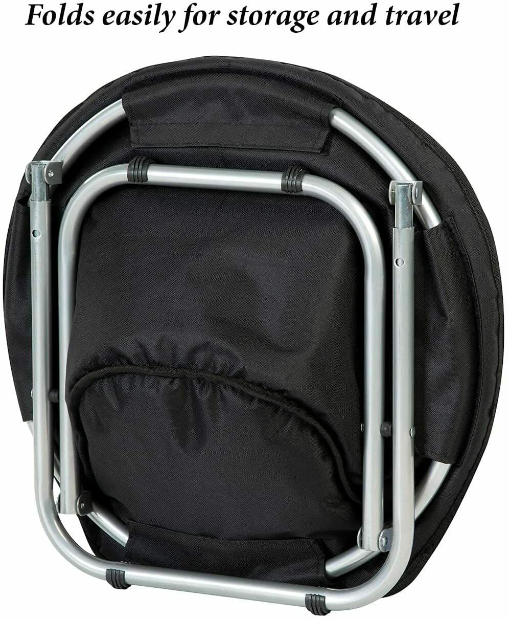 Portable Round Elevated Pet Cot Chair with Brown Fleece Cushion I1361