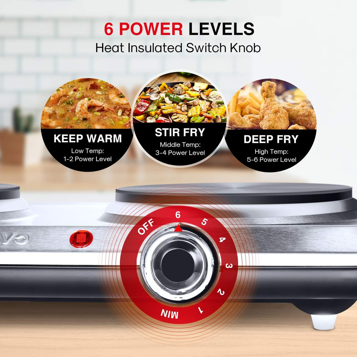 1800W Stainless Steel Electric Double Burner Hot Plate O229185