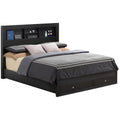 Black Queen Size Storage Platform Bed with Drawers and Shelves V2342