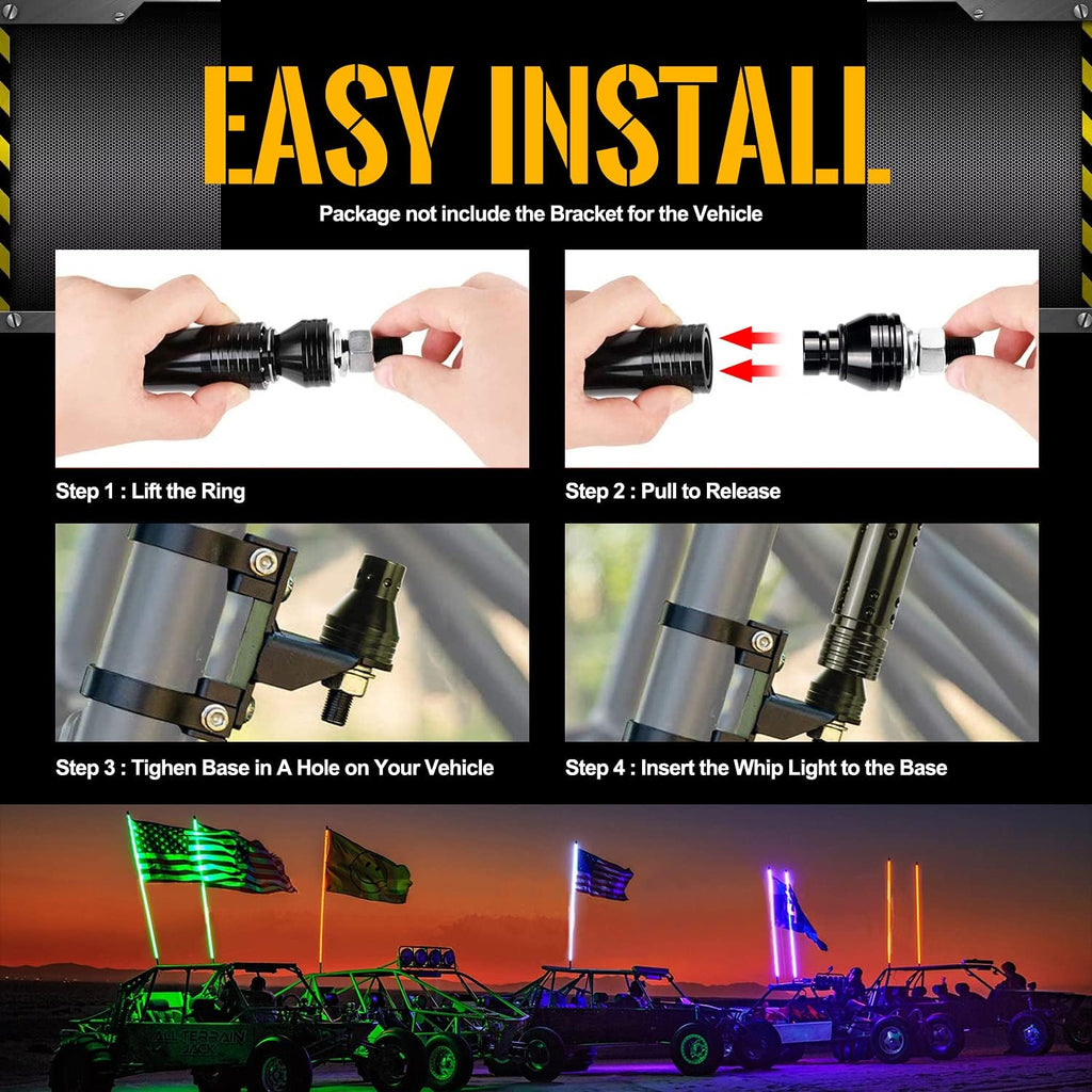 2 Pack Lighted Whips with Remote and App Control G29933