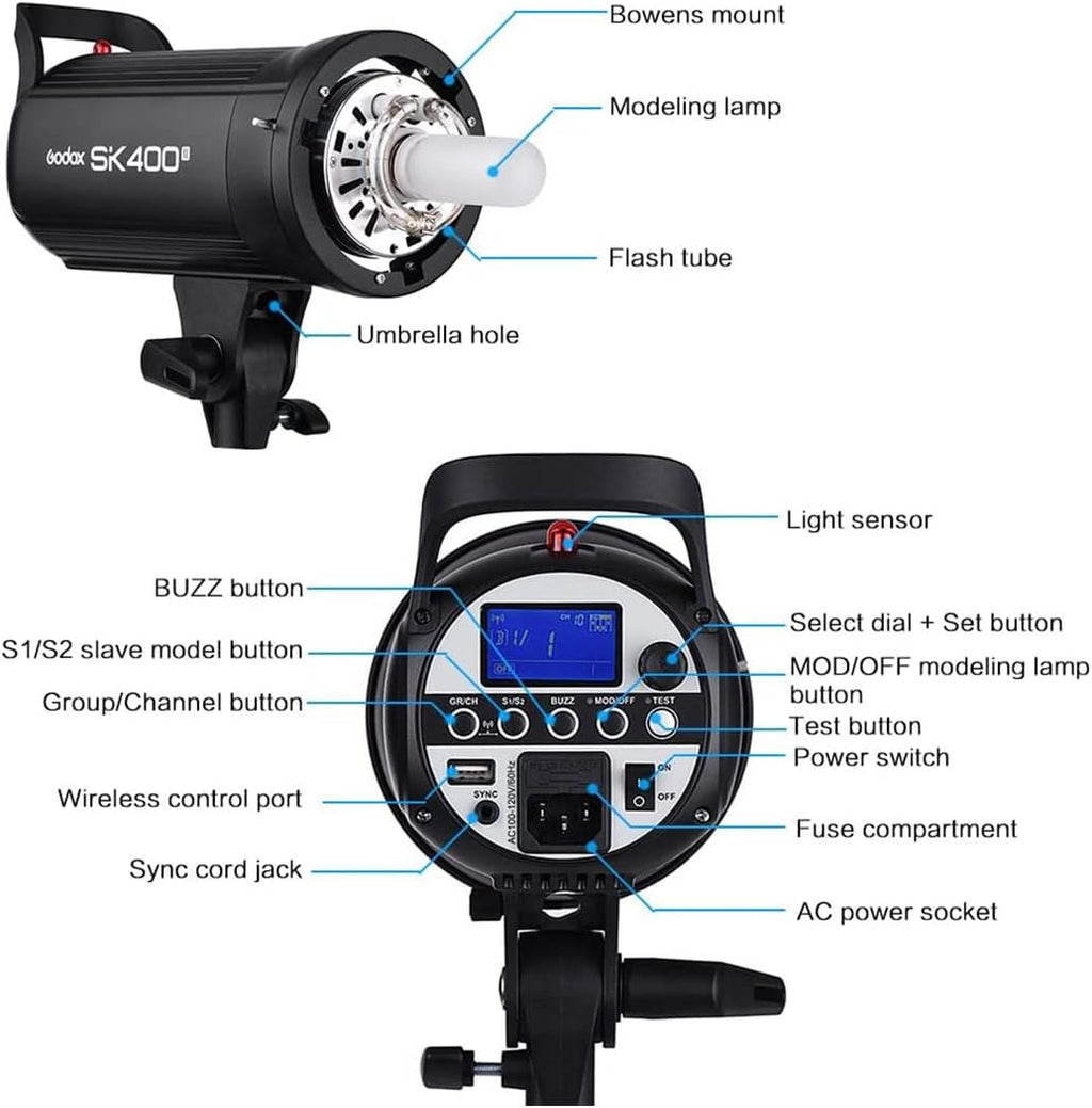 2-Pack 800Ws Photo Studio Strobe Flash Monolight Kit with Light Stands, Reflectors, Barndoor Kits T619055