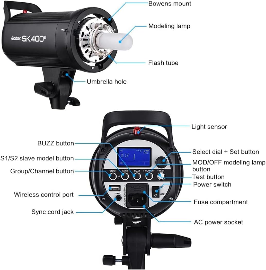 2-Pack 800Ws Photo Studio Strobe Flash Monolight Kit with Light Stands, Reflectors, Barndoor Kits T619055