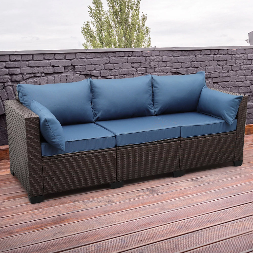 3-Seat Wicker Patio Sofa with Cushioned M23905