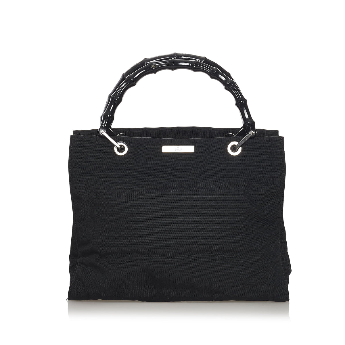 Black Nylon Bamboo Top Handle Handbag S975