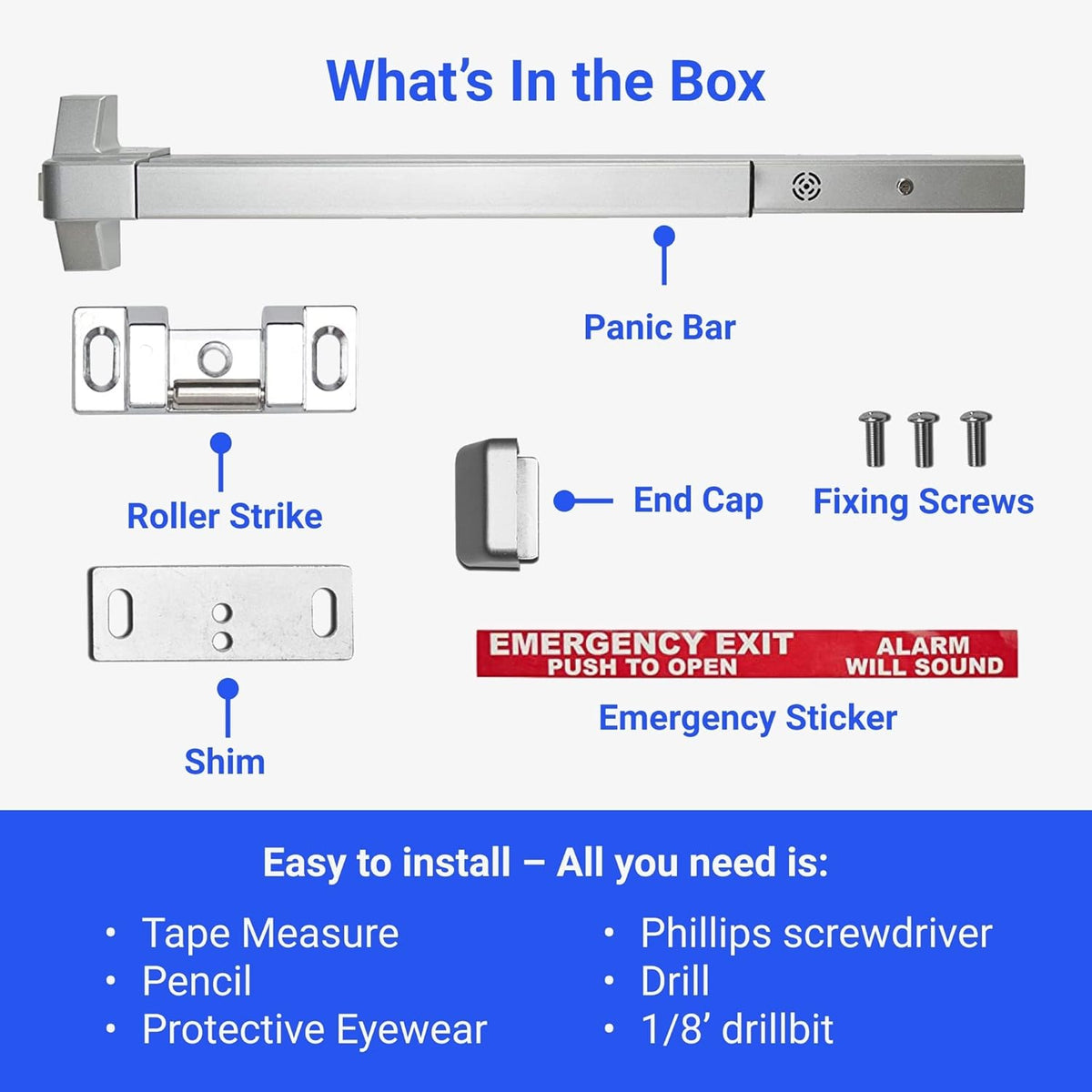 Alarmed Panic Bar Exit Device with Warning Stickers N807019