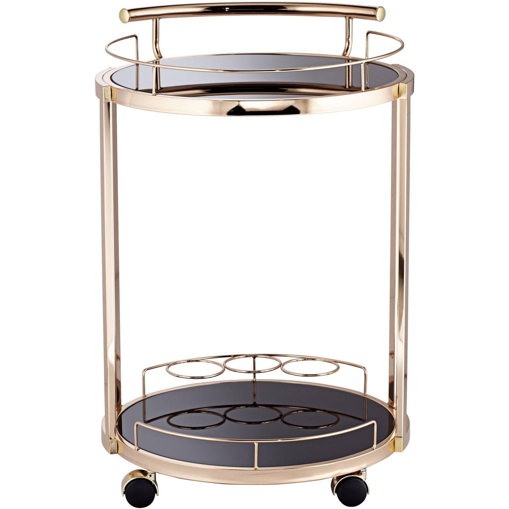 Round Black Glass Serving Cart U512037