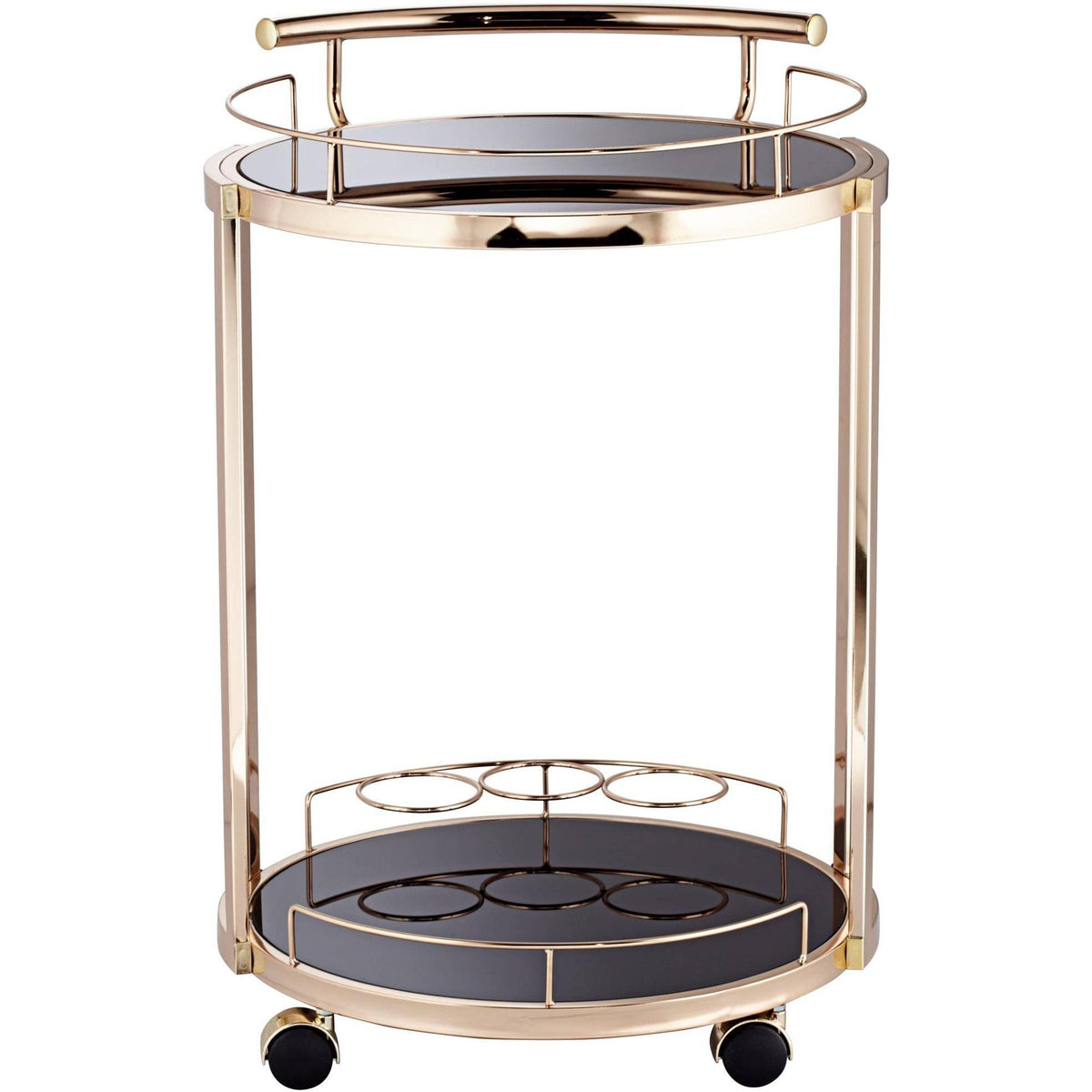 Round Black Glass Serving Cart U512037