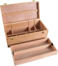 Unfinished Beechwood Artist Tool Storage Box with Removable Tray & Locking Clasps X412