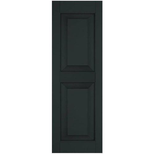 18 in. x 33 in. Exterior Real Wood Raised Panel Shutters Pair Dark Green N2169