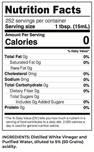 Natural Distilled White Vinegar, 1 Gallon (128 oz) - 5% Acidity U107299