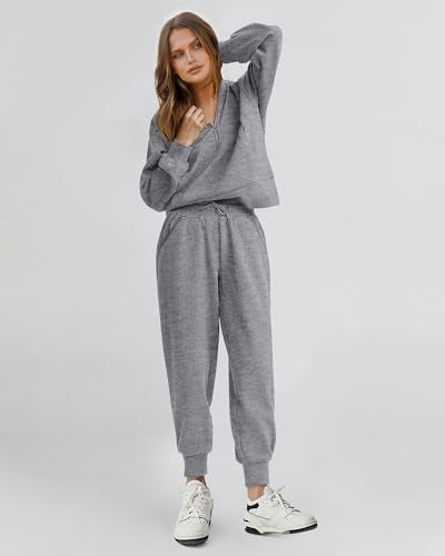 2 Piece Long Sleeve Half Zip Sweatshirt Sweatpants Lounge Set M4812