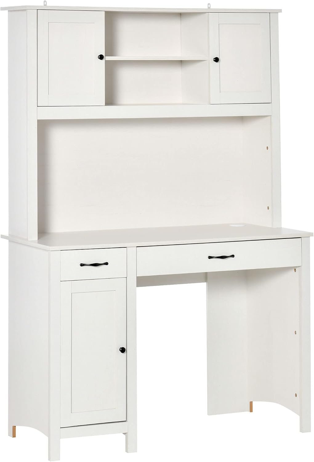 White Computer Desk with Hutch and Storage Shelves Drawers Cabinets Z537994