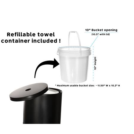Black Floor Stand Gym Wipe Dispenser with Built-in Trash Can W2078