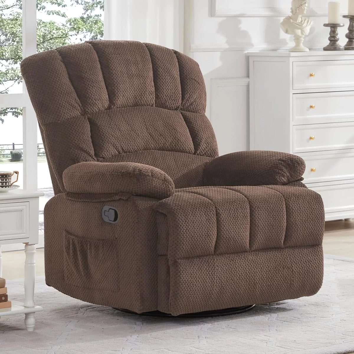 Oversized Dark Brown Manual Rocking Recliner Chair H99773