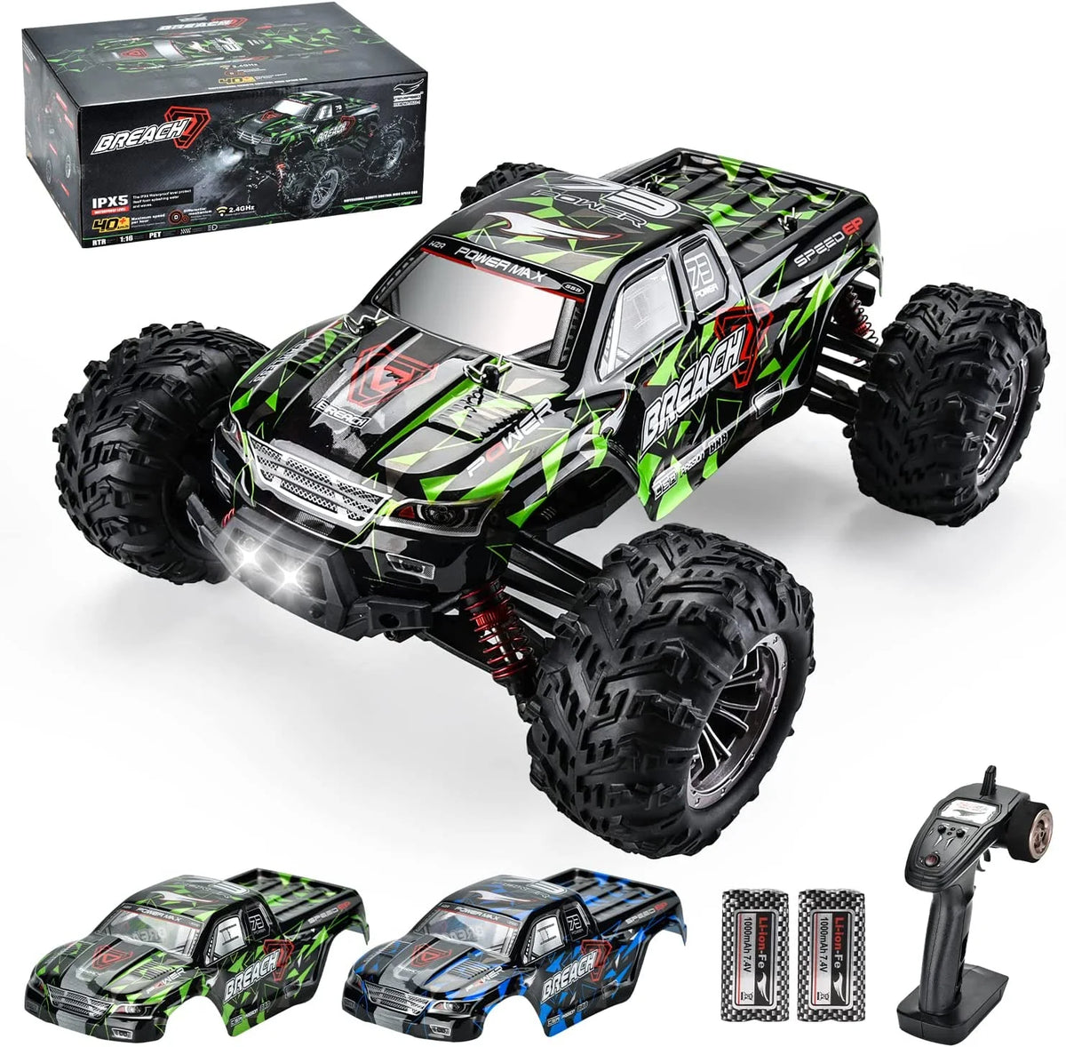 4WD 40+ KM/H RC Monster Trucks with 2 Rechargeable Batteries S56564