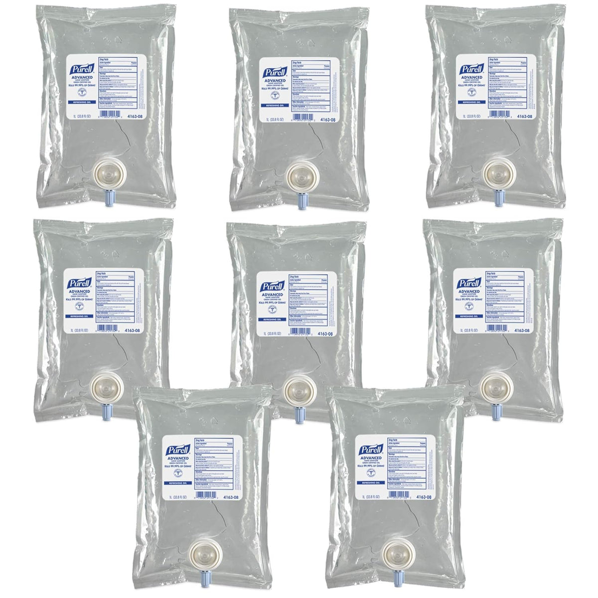 Fragrance Free Hand Sanitizer Gel, 1000 mL Refill, Pack of 8 J33905