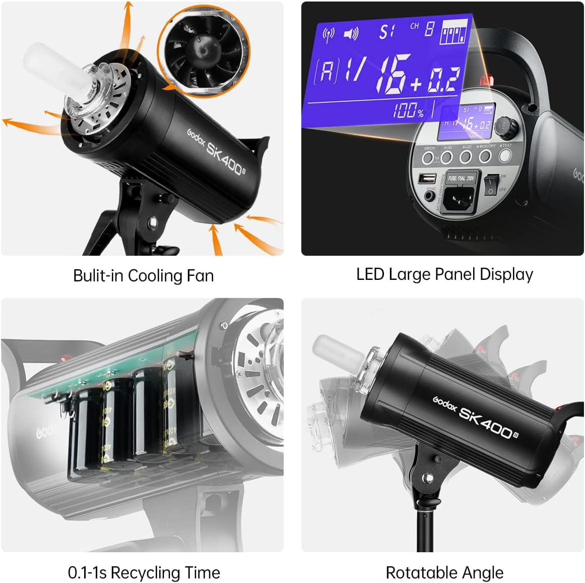 2-Pack 800Ws Photo Studio Strobe Flash Monolight Kit with Light Stands, Reflectors, Barndoor Kits T619055