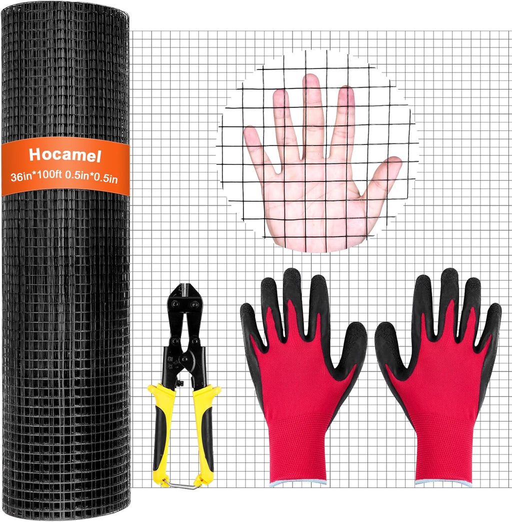 1/2 inch 36 x 100 ft 19 Gauge Black PVC Coated Galvanized Wire Mesh Roll N78860