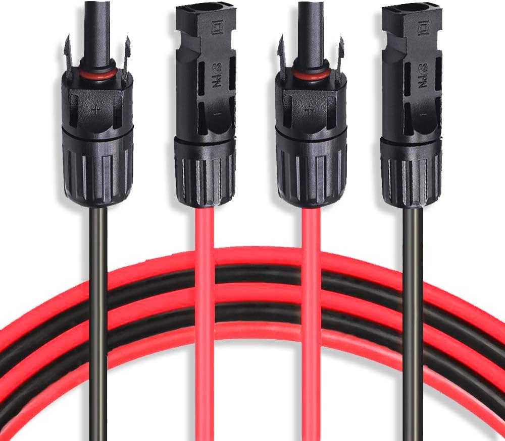 20 Feet 10AWG Solar Extension Cable Wire with Female and Male Connector, 10 Gauge (6mm²) Adaptor Kit Tool (20FT Red + 20FT Black) Z294999