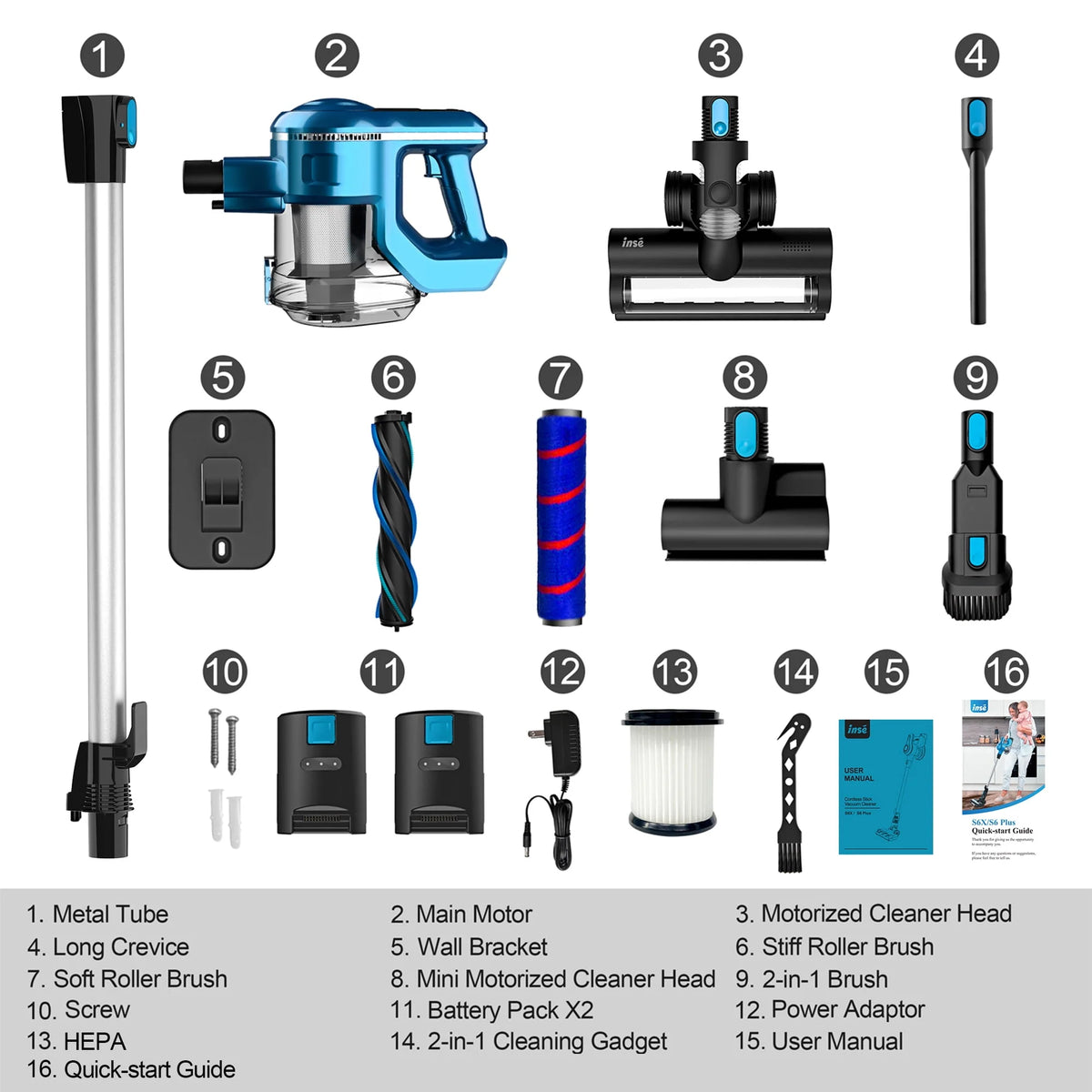 Cordless Vacuum Cleaner with 2 Batteries, 10-in-1 Lightweight Stick Vacuum Y363