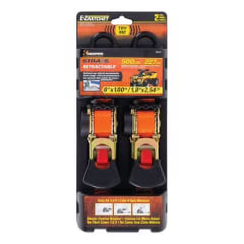 Orange Retractable Tie Down Strap 500 lb. W674499