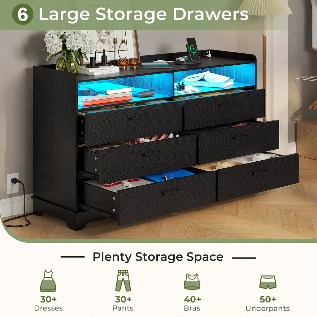 Black 6 Drawer Dresser H4833