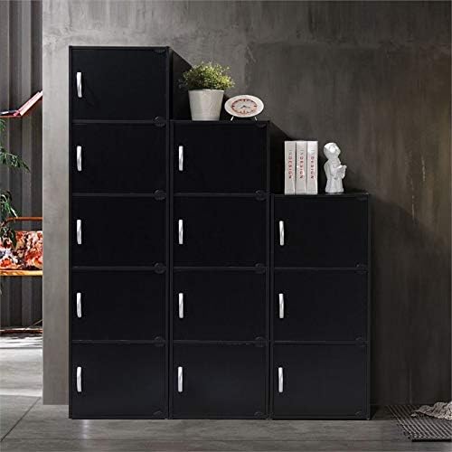 Black 3 Shelf 3 Door Bookcase L183